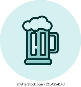 Pint of cold beer, illustration, vector on a white background.