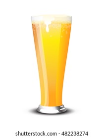 A pint of cold lager over a white background. EPS10 vector format.