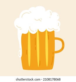 Pint of fresh beer vector illustration. Icon for web and mobile, modern minimalistic flat design. Oktoberfest and St. Patrick's Day