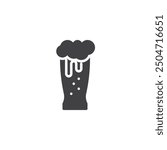 Pint glass filled with beer vector icon. filled flat sign for mobile concept and web design. Pint Glass glyph icon. Symbol, logo illustration. Vector graphics
