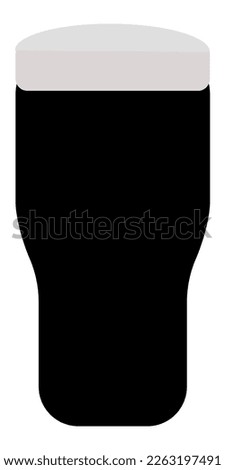 A pint glass filled with a stout typically drunk in Ireland.