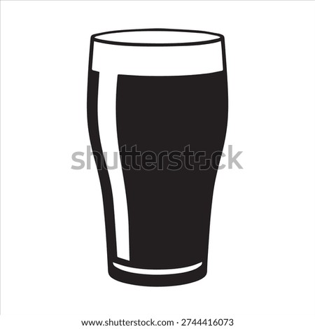 Pint glass of IPA Vector, Silhouette, Illustration.