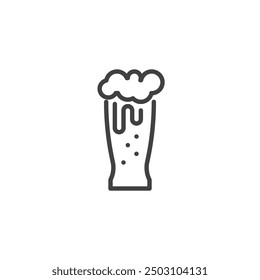 Icono de línea de vidrio. signo de estilo lineal para el concepto móvil y el Diseño web. Vaso de pinta lleno de Vector de contorno de cerveza icono. Símbolo, ilustración del logotipo. Gráficos de Vector