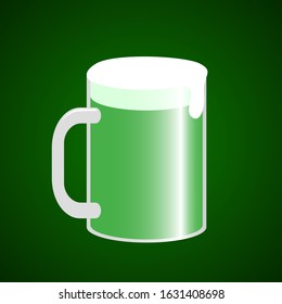 Pint of green Irish beer. Vector illustration.