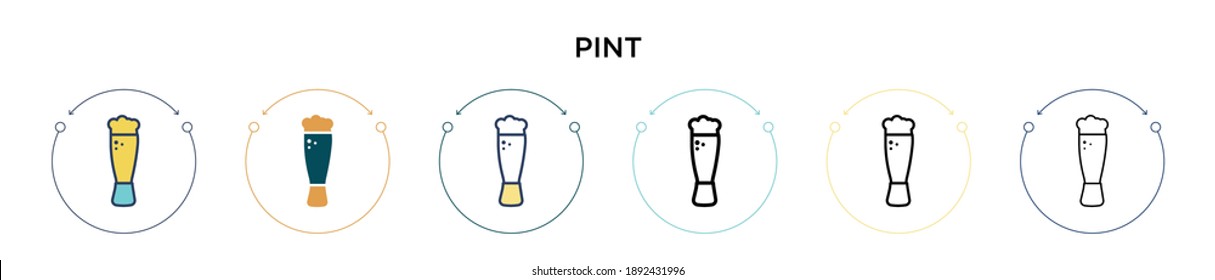 Pint icon in filled, thin line, outline and stroke style. Vector illustration of two colored and black pint vector icons designs can be used for mobile, ui, web