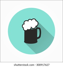 Pint  - icon with long shadow, flat design. Vector illustration