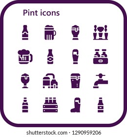  pint icon set. 16 filled pint icons. Simple modern icons about  - Beer bottle, Beer, Beer tap