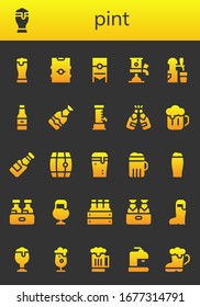 Zeichensatz Pint. 26 gefüllte Pint-Symbole.  Einfache, moderne Symbole wie: Bier, Bierhahn