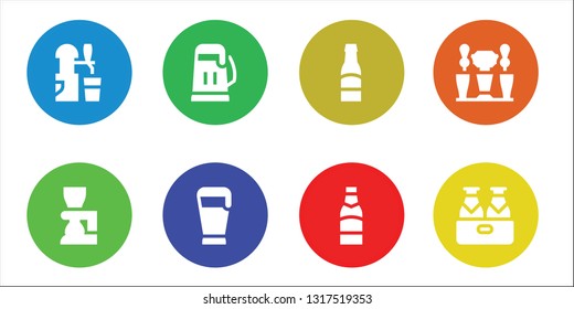 pint icon set. 8 filled pint icons.  Collection Of - Beer, Beer tap
