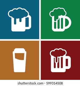 pint icons set. Set of 4 pint filled icons such as drink, beer mug