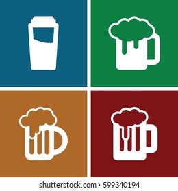 pint icons set. Set of 4 pint filled icons such as drink, beer mug