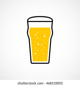 Pint of lager beer. Vector icon