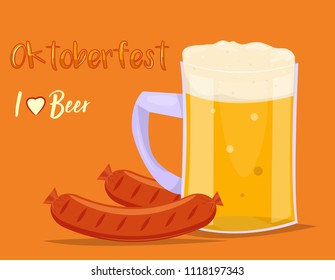 Pint mug glass  beer with sausage