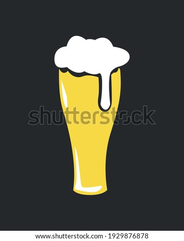 Pint mug of yellow beer flat