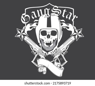 Pint on T-shirt with skull