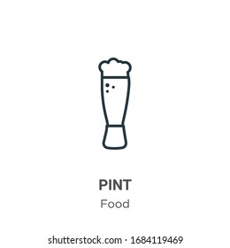 Pint outline vector icon. Thin line black pint icon, flat vector simple element illustration from editable food concept isolated stroke on white background