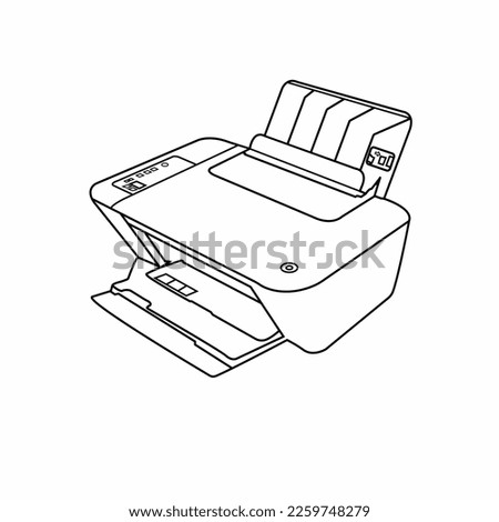 Pinter with  Icon in Line Style. Vector graphics, a linear pattern on a white background, eps 10.