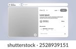 Pinterest interface template. Pin post mock-up. Blank image publication. Save pins frame. Social media pinboard feed. Photo inspiration mood board profile. Vector Illustration