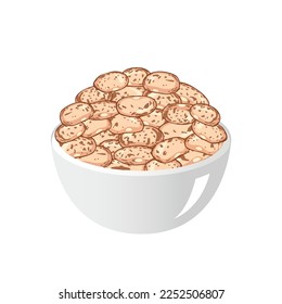 Pinto beans in bowl isolated on white background.