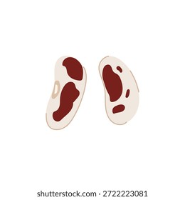 Feijão-pinto que fornece uma representação gráfica simples de leguminosas para alimentação saudável, proteína vegetariana e conceitos de ingredientes de cozinha, isolado em um fundo branco limpo
