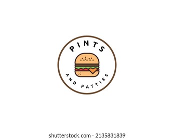 Pints And Patties Logo - Food Logo Design