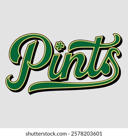 Pints text of saint patrick day vector typography transparent background