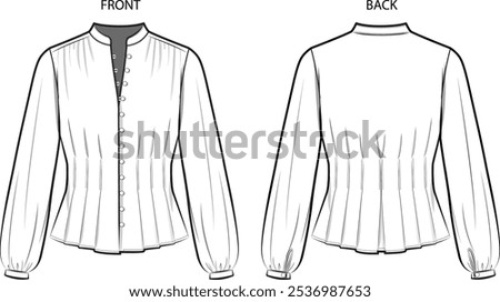A Pintucked Button down Long Sleeve Top