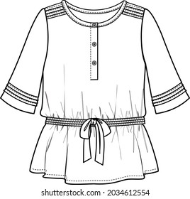 PINTUCKS DETAIL WOVEN TUNIC FOR KIDS TEENS AND TODDLERS GIRLS IN EDITABLE VECTOR FILE