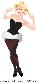 Pinup Blonde Girl, Like Merlin Monroe In Vector