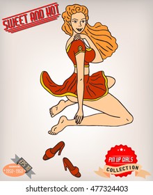 Pin-up girl. American style. Vector illustration