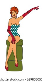 Pin-up girl. Perfect for put on your banner. Vector illustration