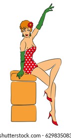 Pin-up girl. Perfect for put on your poster. Vector illustration