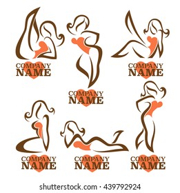 Pinup Girls Different Poses Vector Logo Stock Vector Royalty Free 439792924