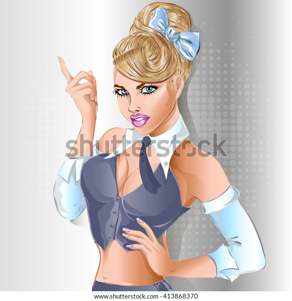 Pinup Sexy Business Woman Portrait Pop Stock Vector