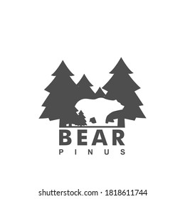 Logo-Design-Vektorgrafik für Pinus und Bären