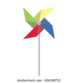 Pinwheel. Children's toy rotating in the wind. Pinwheel in a flat style. Vector illustration.