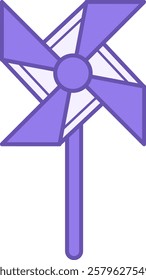 Pinwheel Color Icon. Vector Icon. Party Stick Toy. Breeze, Wind Blower. Brazilian Carnival Concept