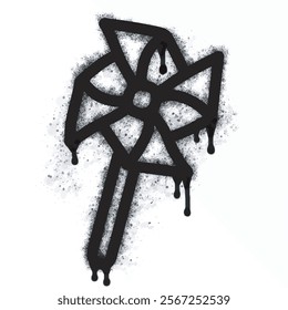 Pinwheel craft spray icon isolated on white background. Pinwheel craft spray graffiti icon in black on white background. Vector illustration.