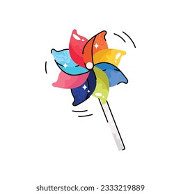 Pinwheel doodle vector filled outline Sticker. EPS 10 file