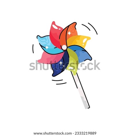 Pinwheel doodle vector filled outline Sticker. EPS 10 file