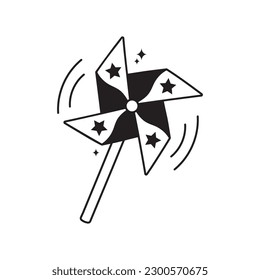 Pinwheel doodle vector outline icon. EPS 10 file