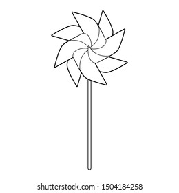 Pinwheel with eight sides. Vector illustration in black and white.