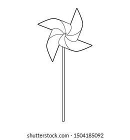 Pinwheel with eight sides. Vector illustration in black and white.