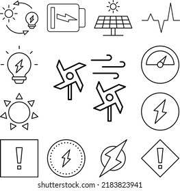 Pinwheel, energy icon in a collection with other items
