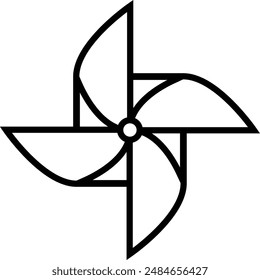 Pinwheel flat black vector icon.