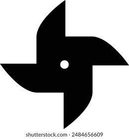 Pinwheel flat black vector icon.