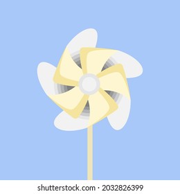 Pinwheel - hand drawn vector illustration. Flat colors.