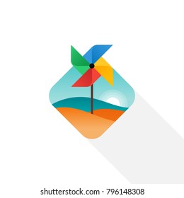 Pinwheel icon flat design isolated on white background, vector illustration