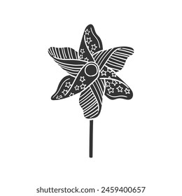 Pinwheel Icon Silhouette Illustration. United States Vector Graphic Pictogram Symbol Clip Art. Doodle Sketch Black Sign.