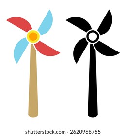 pinwheel icon, simple flat style, illustration, logo sign symbol pictogram template, for ui or ux isolated on white for mobile app, editable